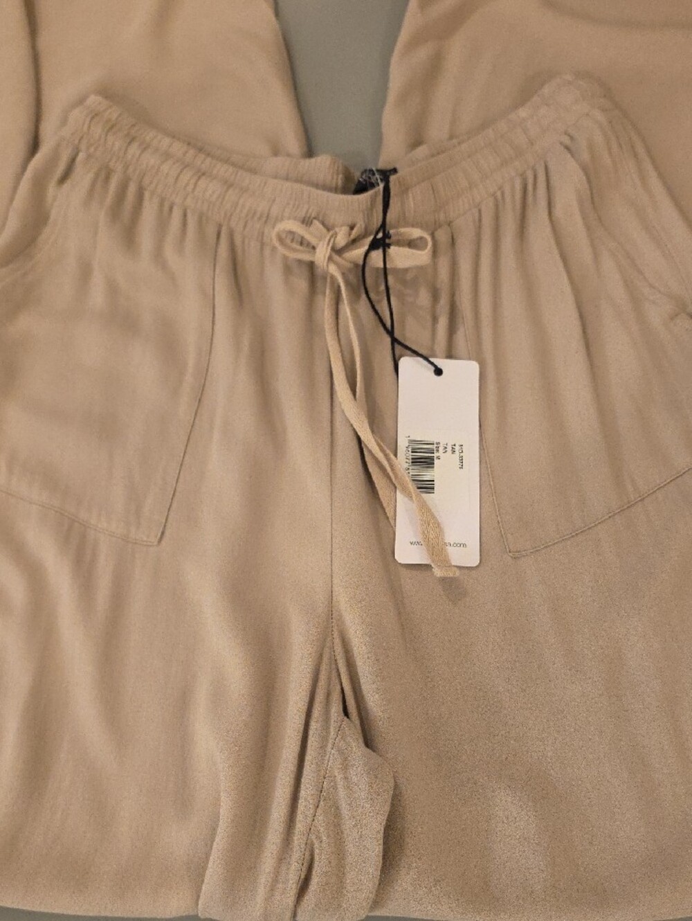 Bobi LA women’s  rayon wide leg pants in tan with drawstring  size M NWTS - Picture 11 of 11
